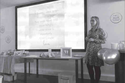  Beyond Bea Charity founder Steph Wild giving a lesson on baby loss and bereavement for Bangor University